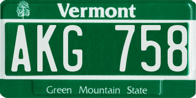 VT license plate AKG758