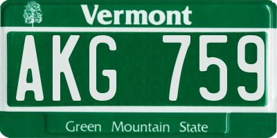 VT license plate AKG759