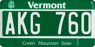 VT license plate AKG760