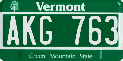 VT license plate AKG763