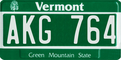VT license plate AKG764