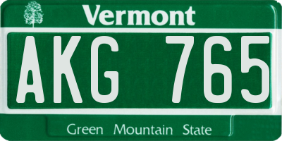 VT license plate AKG765