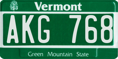 VT license plate AKG768