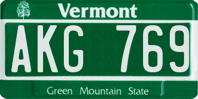 VT license plate AKG769