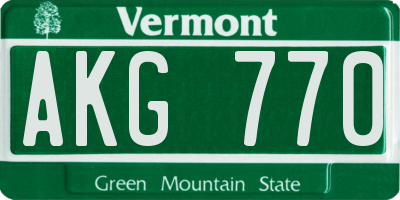 VT license plate AKG770