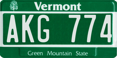 VT license plate AKG774