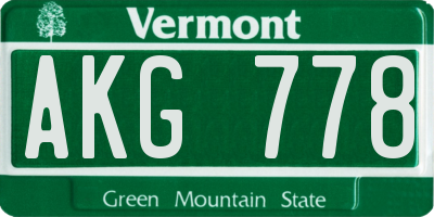 VT license plate AKG778