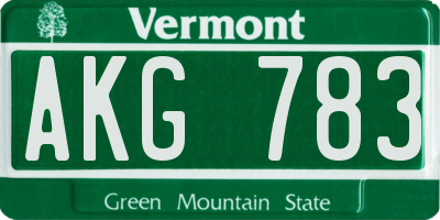 VT license plate AKG783