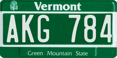 VT license plate AKG784