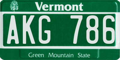 VT license plate AKG786