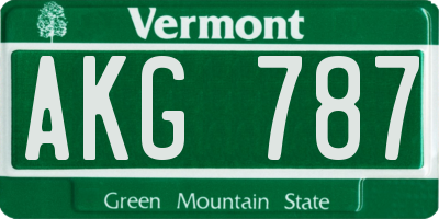 VT license plate AKG787