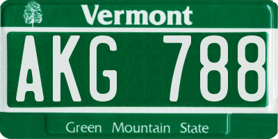 VT license plate AKG788
