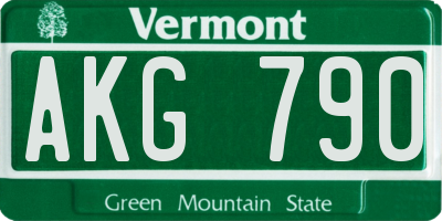 VT license plate AKG790