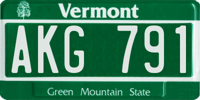 VT license plate AKG791