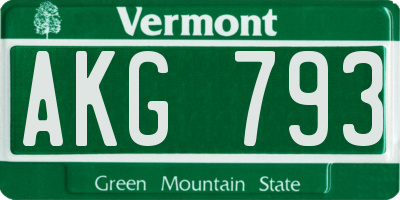 VT license plate AKG793