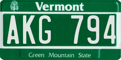 VT license plate AKG794