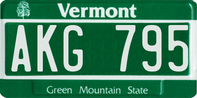 VT license plate AKG795