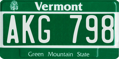 VT license plate AKG798