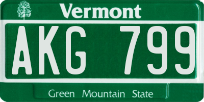 VT license plate AKG799