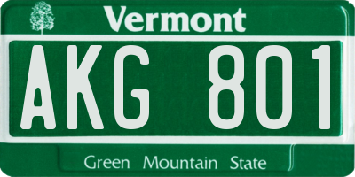 VT license plate AKG801