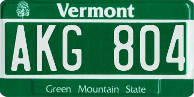 VT license plate AKG804