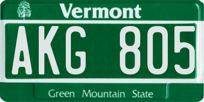 VT license plate AKG805