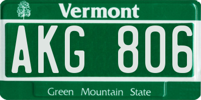 VT license plate AKG806