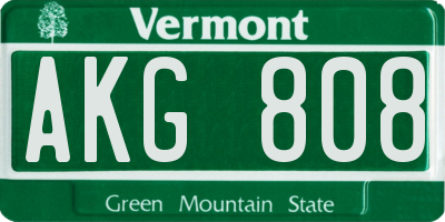 VT license plate AKG808