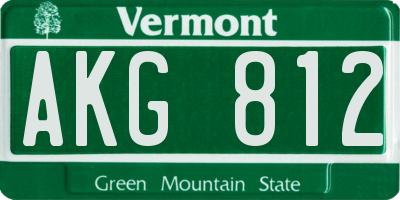 VT license plate AKG812