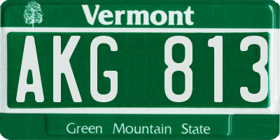 VT license plate AKG813