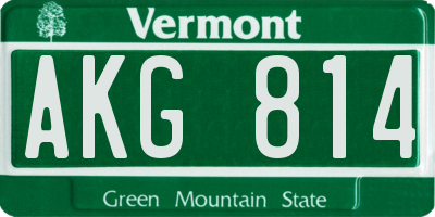 VT license plate AKG814