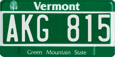 VT license plate AKG815