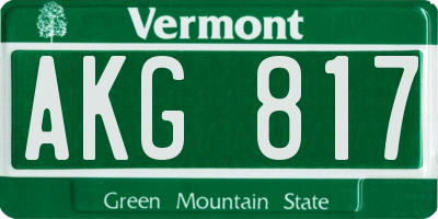 VT license plate AKG817