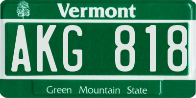 VT license plate AKG818