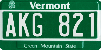 VT license plate AKG821