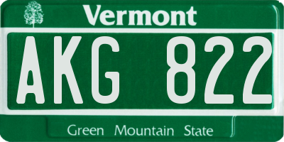 VT license plate AKG822