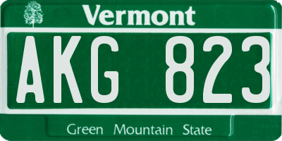VT license plate AKG823