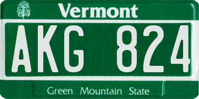 VT license plate AKG824