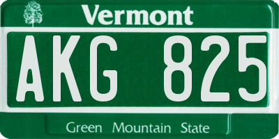 VT license plate AKG825