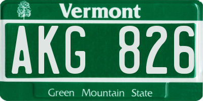 VT license plate AKG826