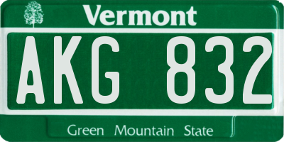 VT license plate AKG832