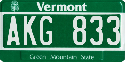 VT license plate AKG833