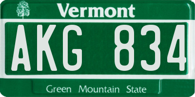VT license plate AKG834