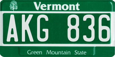 VT license plate AKG836