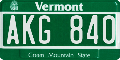 VT license plate AKG840