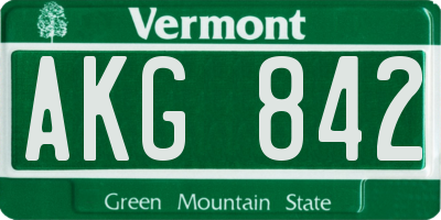 VT license plate AKG842