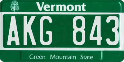 VT license plate AKG843