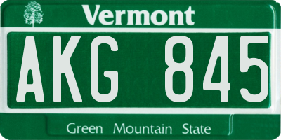 VT license plate AKG845