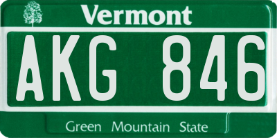 VT license plate AKG846