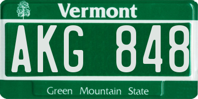 VT license plate AKG848